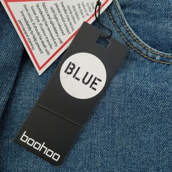 New! Boohoo Blue Plus Split Hem Straight Leg Jeans Mid Blue Size US 20. … - Picture 8 of 10